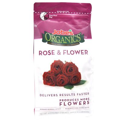 View full size image Image of Jobes rose and flower fertilizer bag, front side.