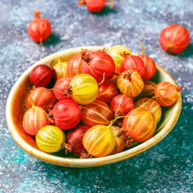 red gooseberries in bowl